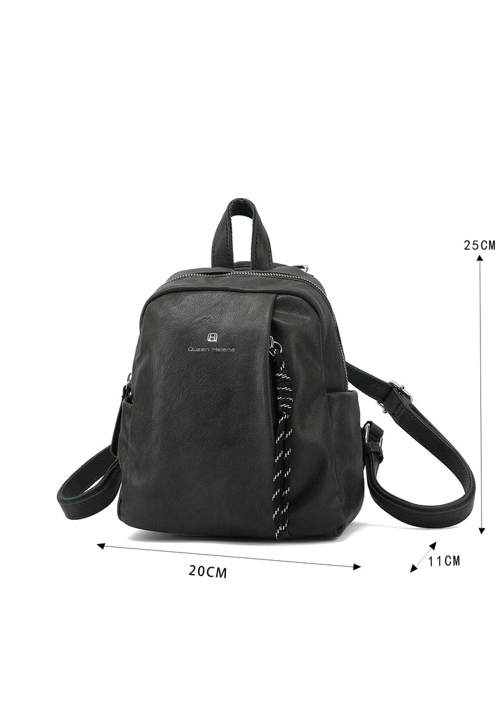 Zainetto donna piccolo in ecopelle con tasche laterali, grigio