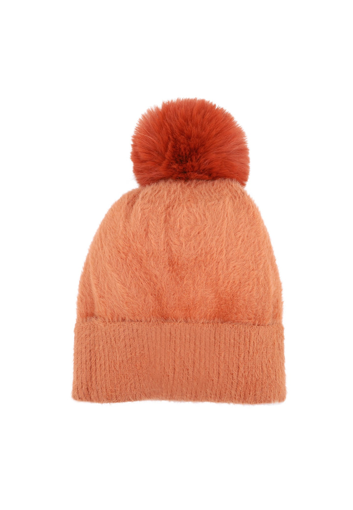 Cappello con pon pon da donna colore arancione