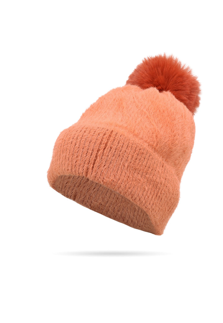 Cappello con pon pon da donna colore arancione