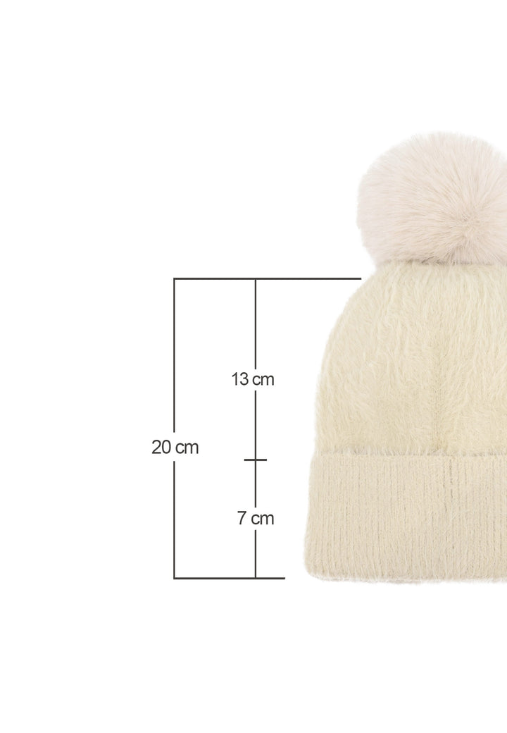 Cappello con pon pon da donna colore beige