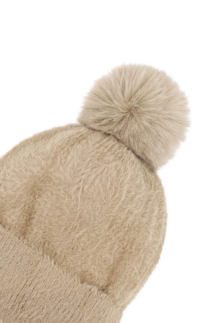 Cappello con pon pon da donna colore khaki