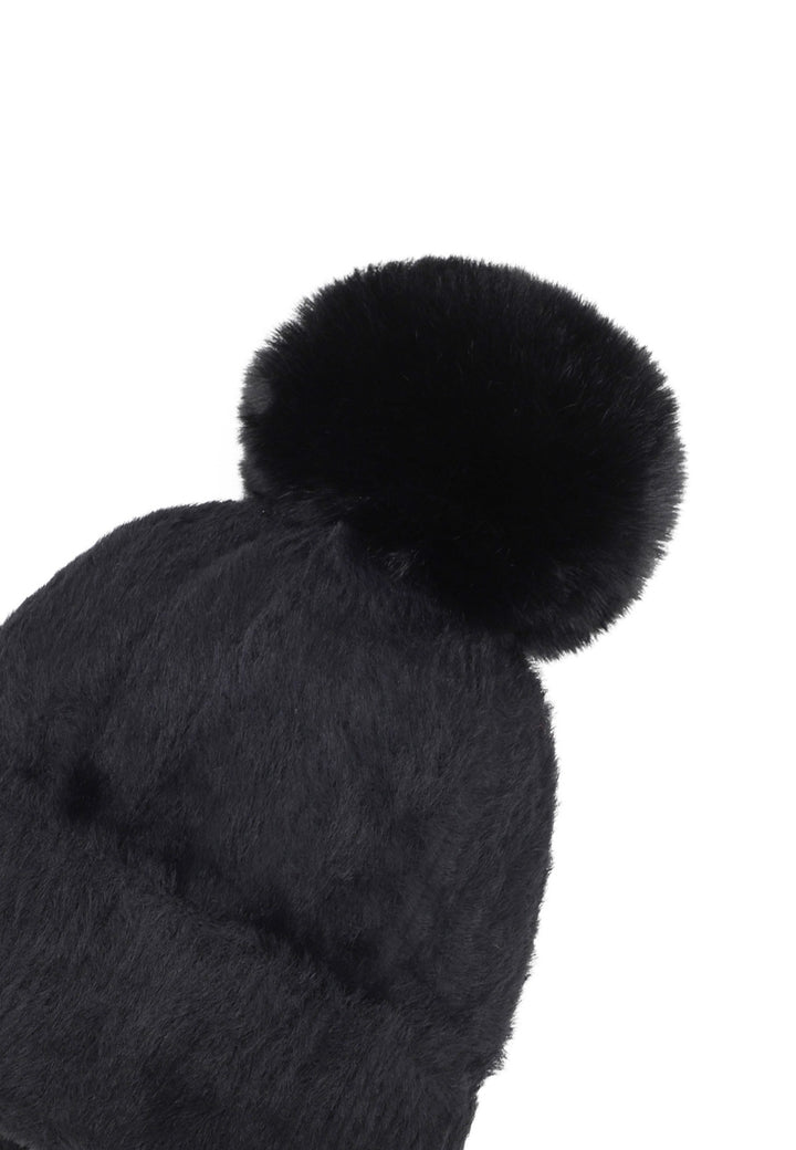 Cappello con pon pon da donna colore nero