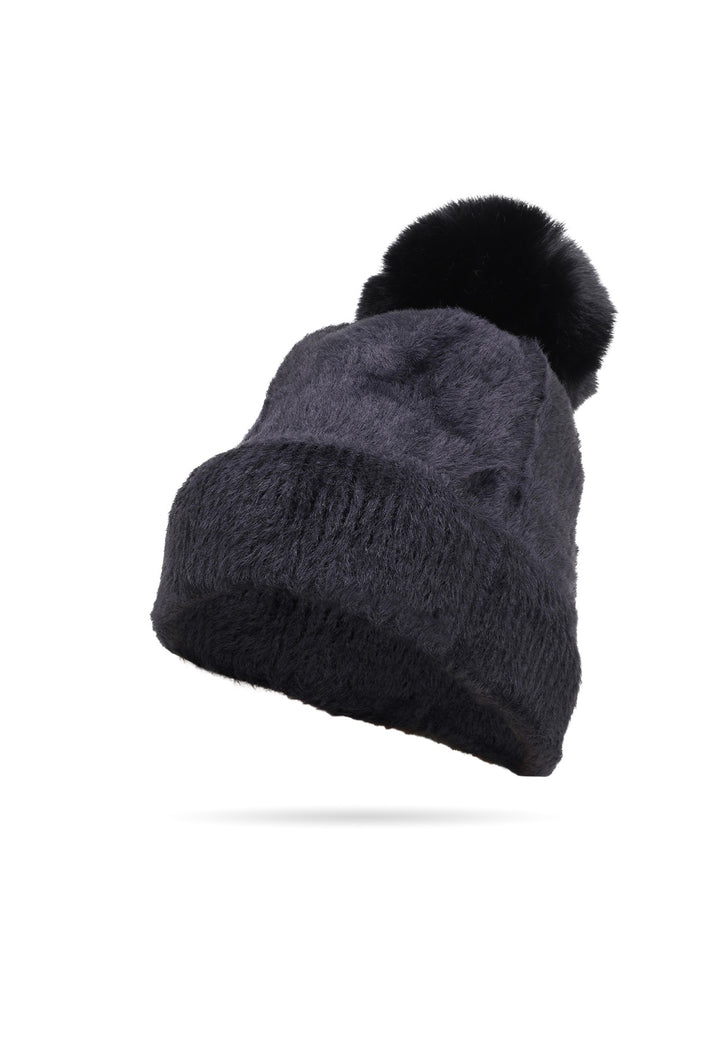 Cappello con pon pon da donna colore nero