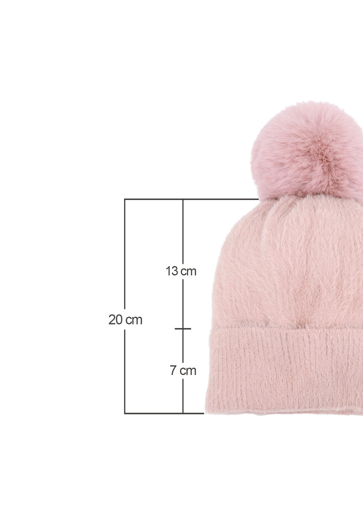 Cappello con pon pon da donna colore rosa