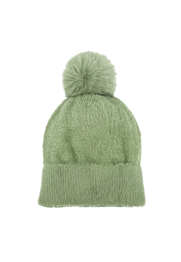 Cappello con pon pon da donna colore verde