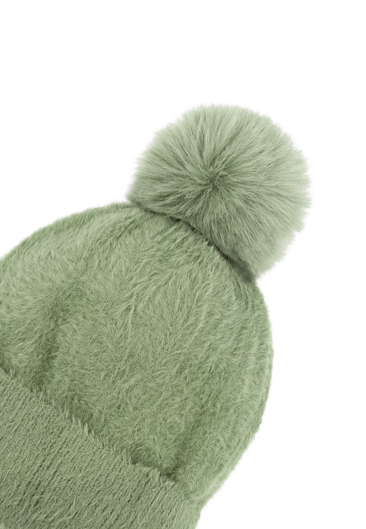 Cappello con pon pon da donna colore verde