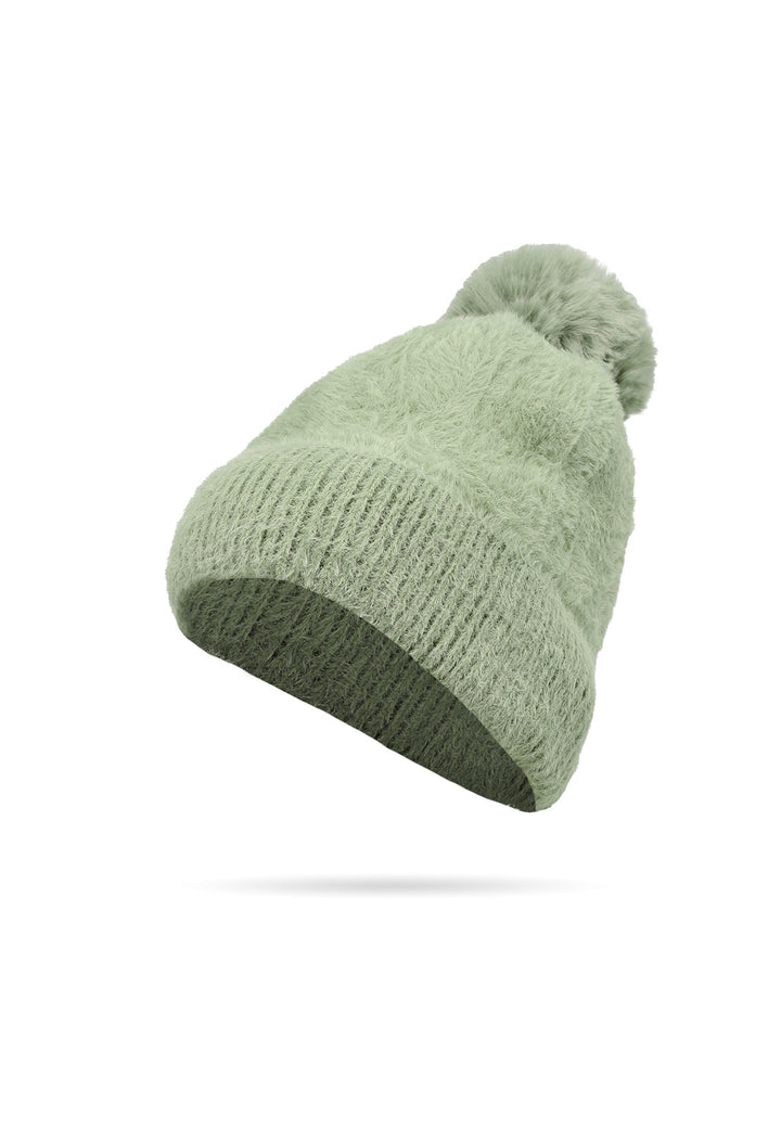 Cappello con pon pon da donna colore verde