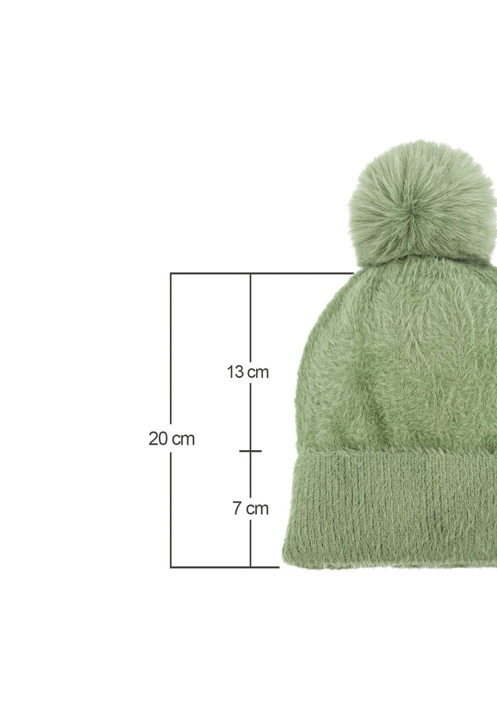 Cappello con pon pon da donna colore verde